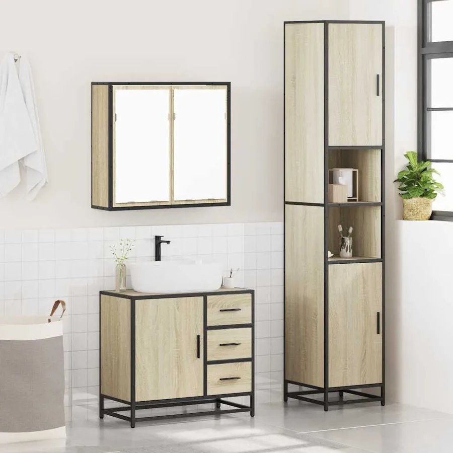 Ensemble de meubles de salle de bain 3 pcs chêne sonoma - 4