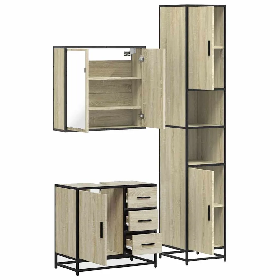 Ensemble de meubles de salle de bain 3 pcs chêne sonoma - 8
