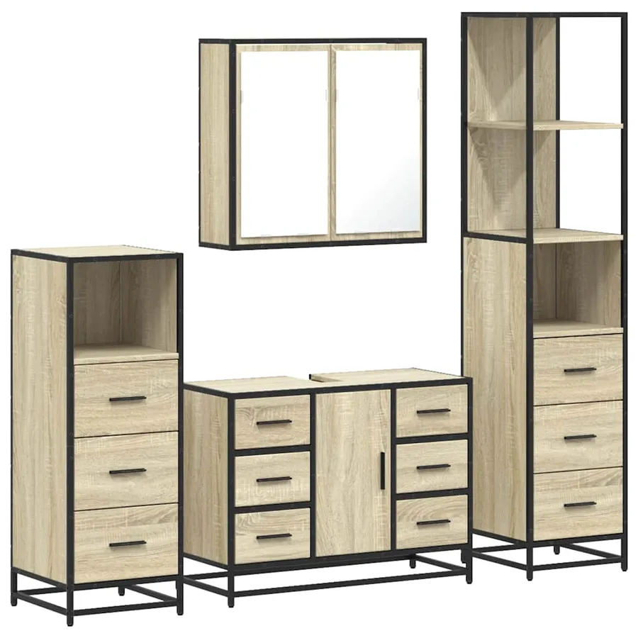 Ensemble de meubles de salle de bain 4 pcs chêne sonoma - 2