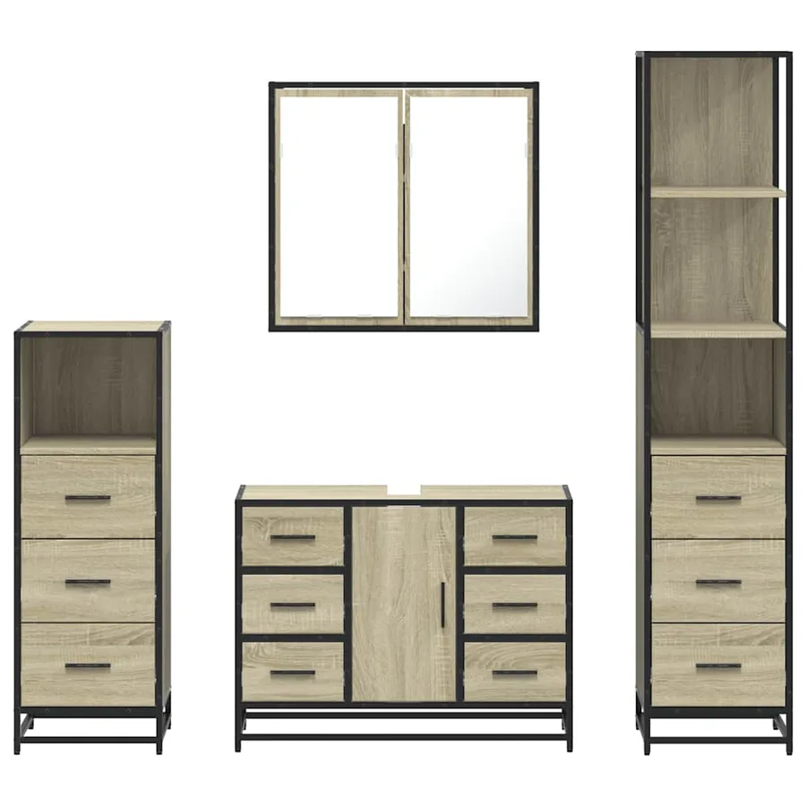 Ensemble de meubles de salle de bain 4 pcs chêne sonoma - 5