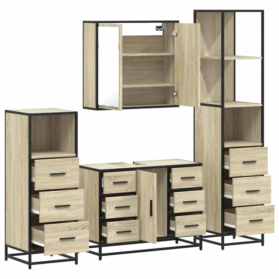 Ensemble de meubles de salle de bain 4 pcs chêne sonoma - 6