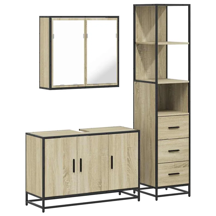 Ensemble de meubles de salle de bain 3 pcs chêne sonoma - 2