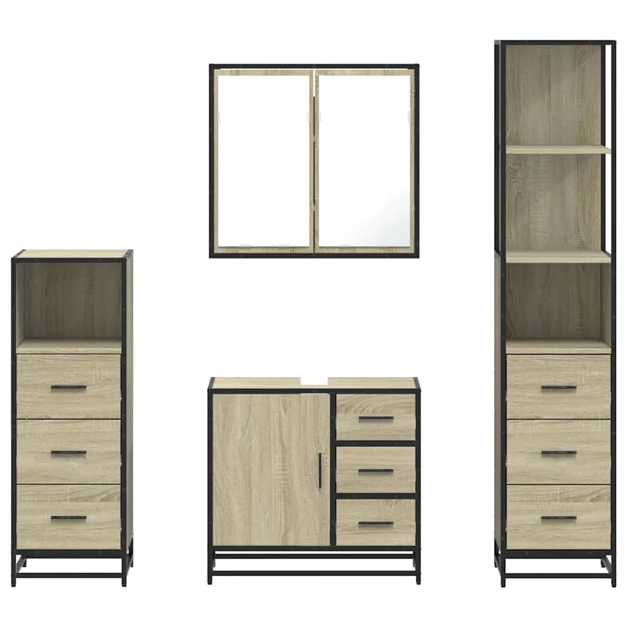 Ensemble de meubles de salle de bain 4 pcs chêne sonoma - 5