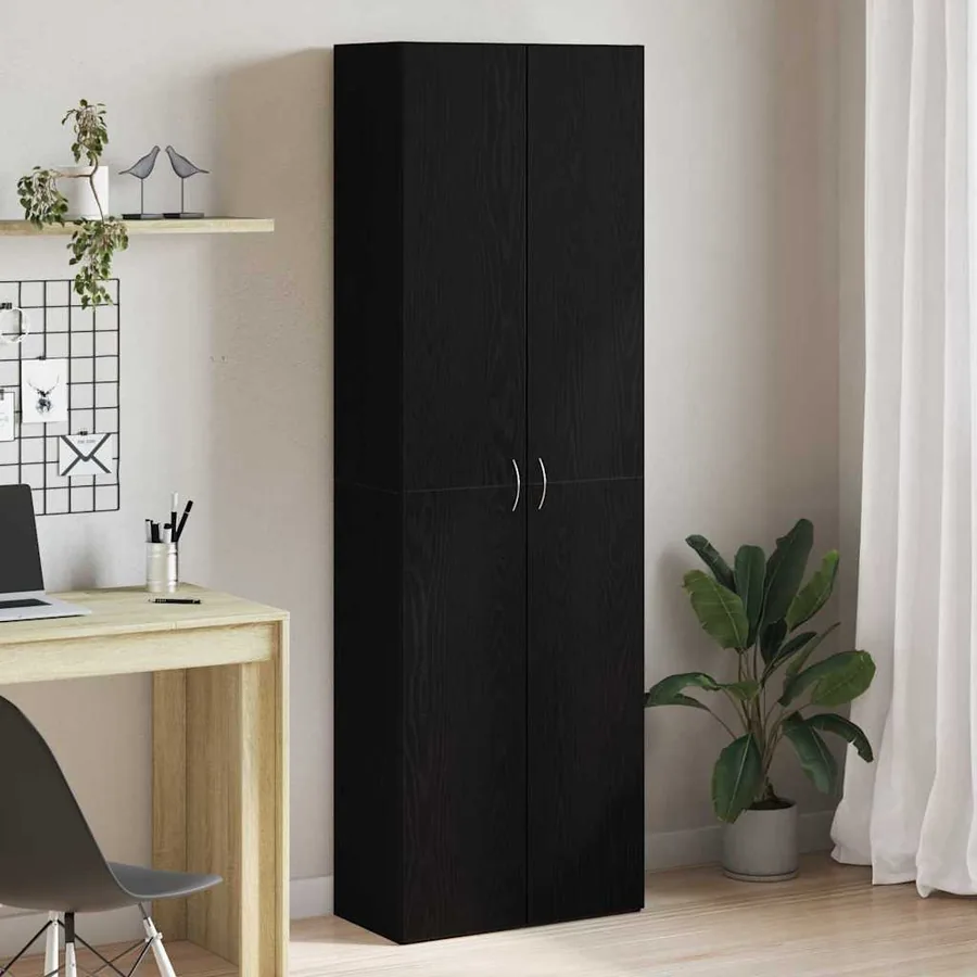 Cabinet de Bureau Chêne noir 60 x 32 x 190 cm Bois d'ingénierie