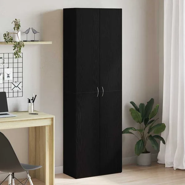 Cabinet de Bureau Chêne noir 60 x 32 x 190 cm Bois d'ingénierie
