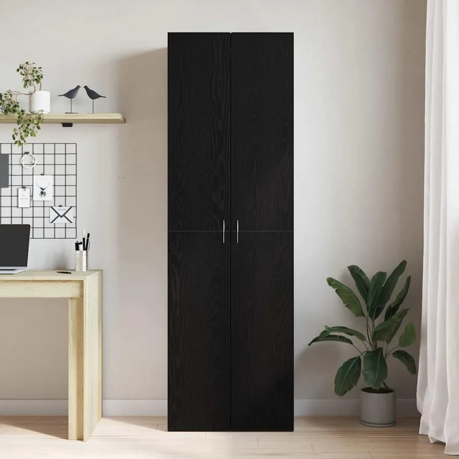Cabinet de Bureau Chêne noir 60 x 32 x 190 cm Bois d'ingénierie - 4