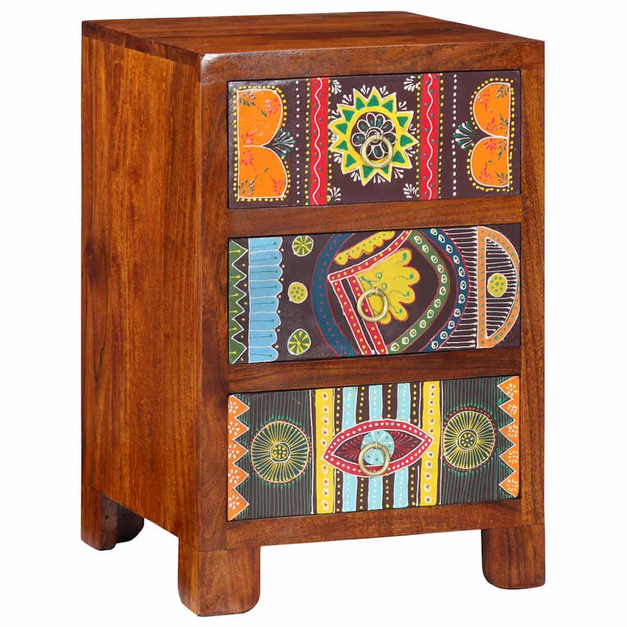 Table de chevet 40x40x60 cm bois d'acacia massif - 10
