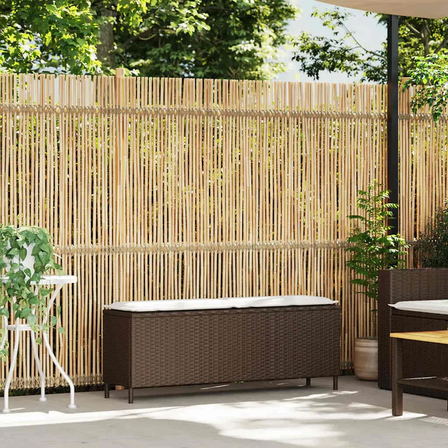 Banc de jardin avec coussin marron 110x30x40,5cm résine tressée - 2