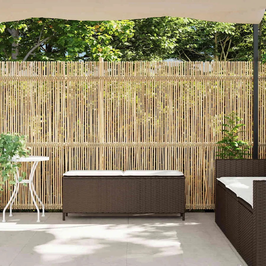 Banc de jardin avec coussin marron 110x30x40,5cm résine tressée - 3