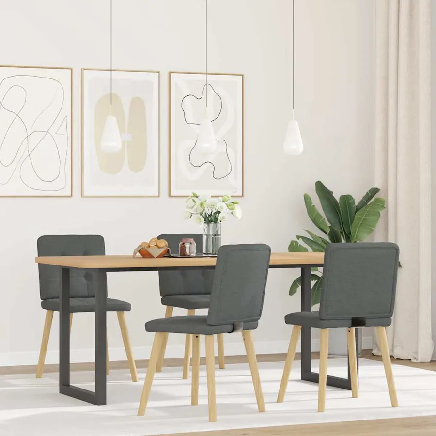 Chaises à manger lot de 4 gris foncé tissu - 2