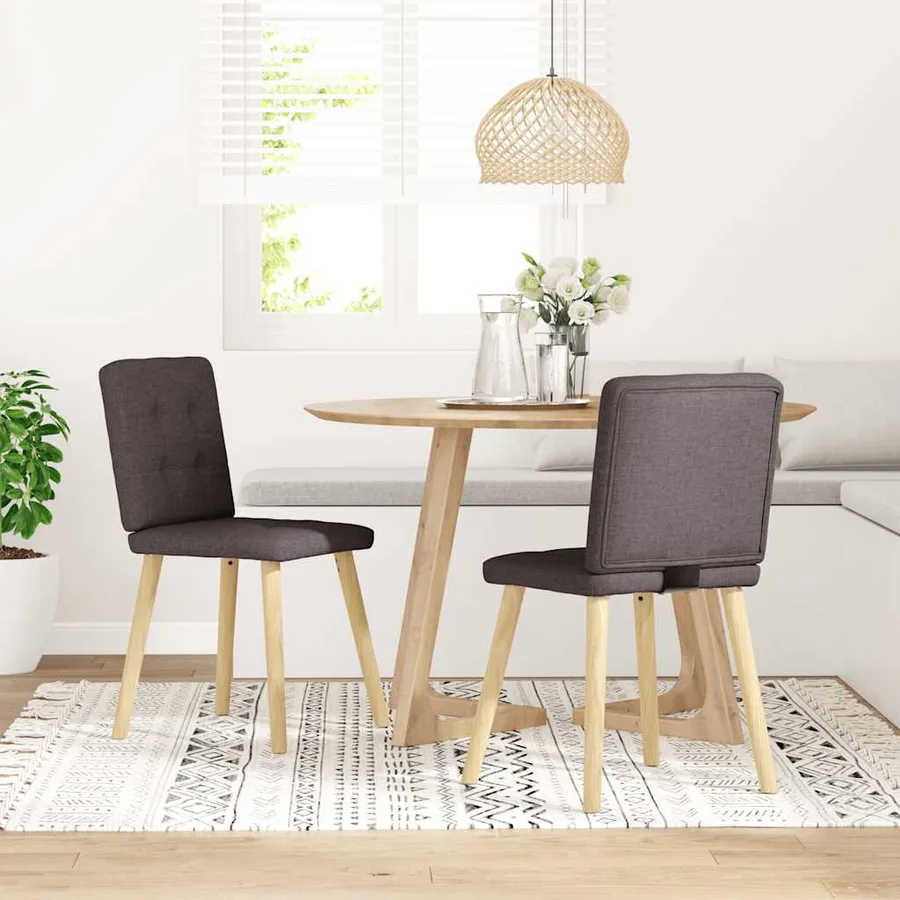 Chaises à manger lot de 2 marron foncé tissu - 2