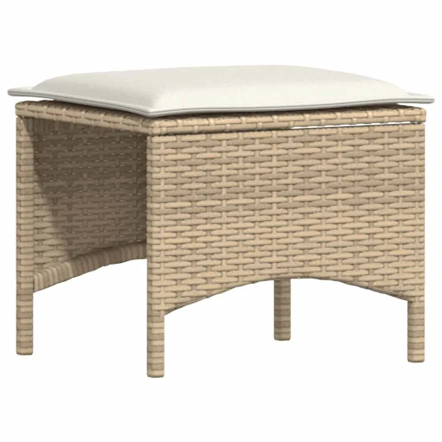 Ensemble à manger de jardin coussins 4 pcs beige résine tressée - 7