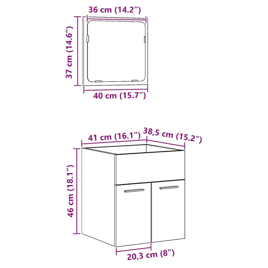 Ensemble de meubles salle de bain 2 pcs chêne noir - 12