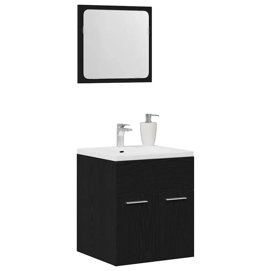 Ensemble de meubles salle de bain 2 pcs chêne noir - 4