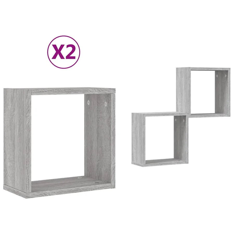 Étagères cube murales 2 pcs sonoma gris 30x15x30 cm - 2