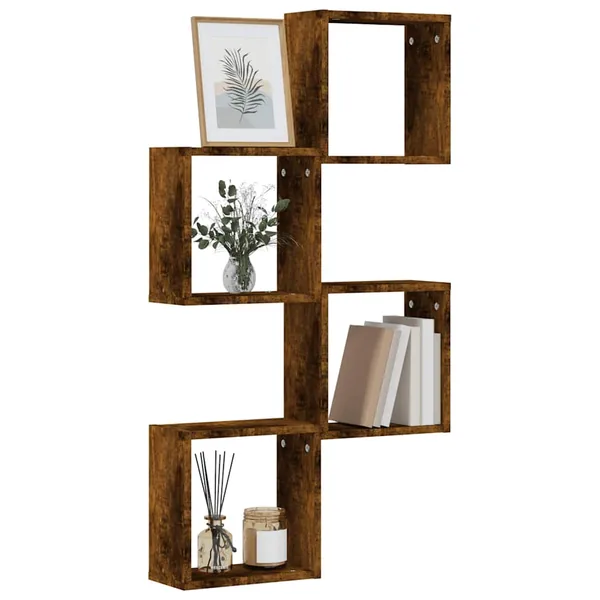 Étagères murales sous forme de cube 4 pcs chêne fumé 30x15x30cm