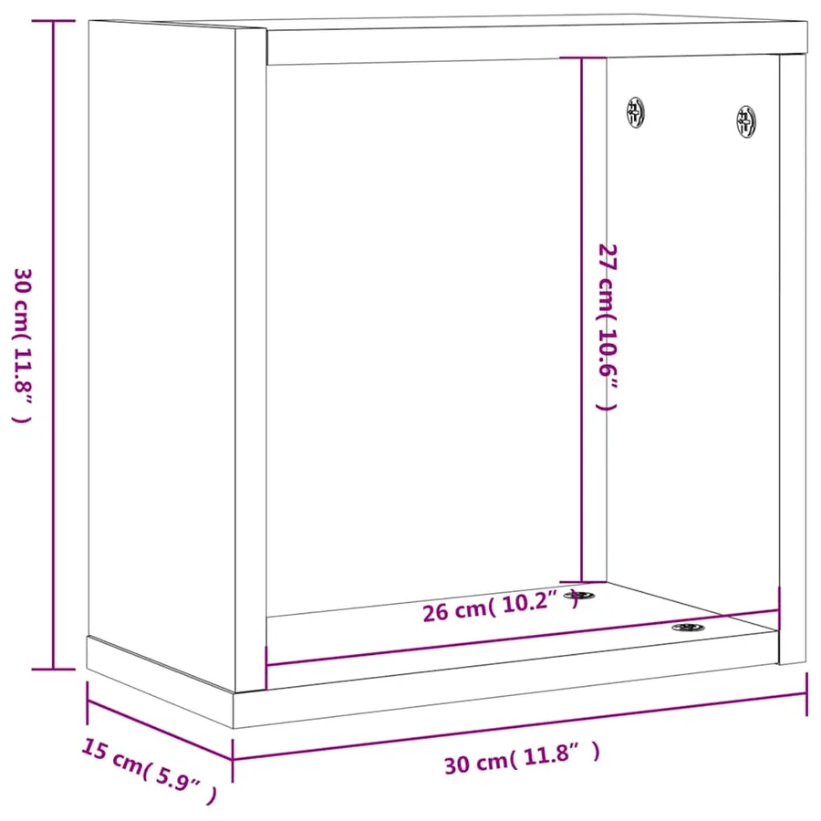 Étagères murales sous forme de cube 4 pcs chêne fumé 30x15x30cm - 11