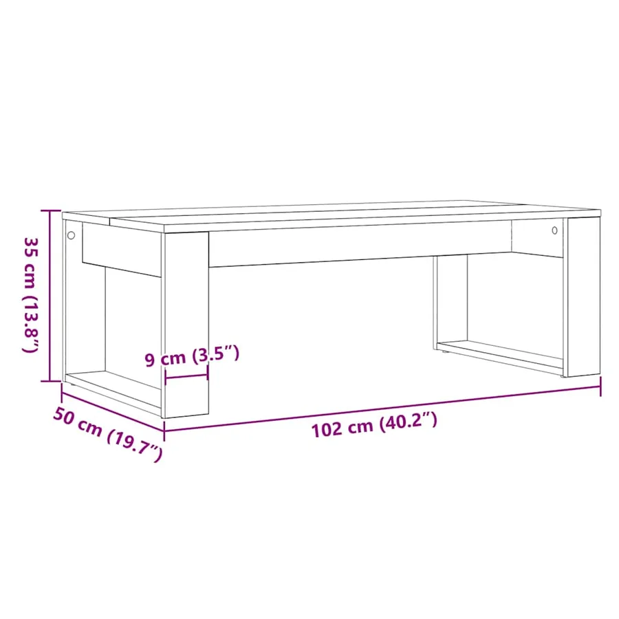 Table basse Chêne noir 102 x 50 x 35 cm Bois d'ingénierie - 10