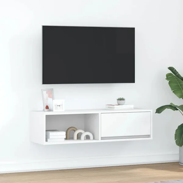 Meuble TV blanc 100x31x25,5 cm bois d'ingénierie