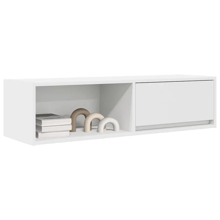 Meuble TV blanc 100x31x25,5 cm bois d'ingénierie - 4