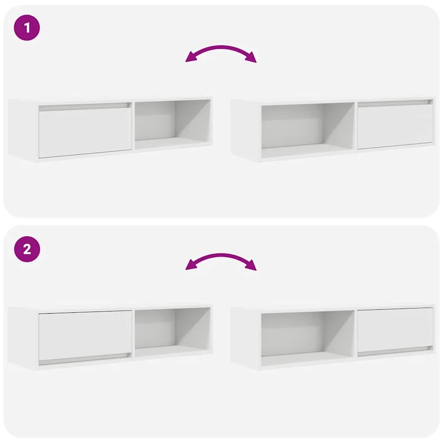 Meuble TV blanc 100x31x25,5 cm bois d'ingénierie - 9