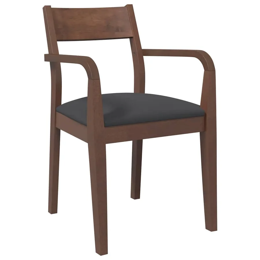 Chaises à manger coussins 2 pcs marron bois massif caoutchouc - 4