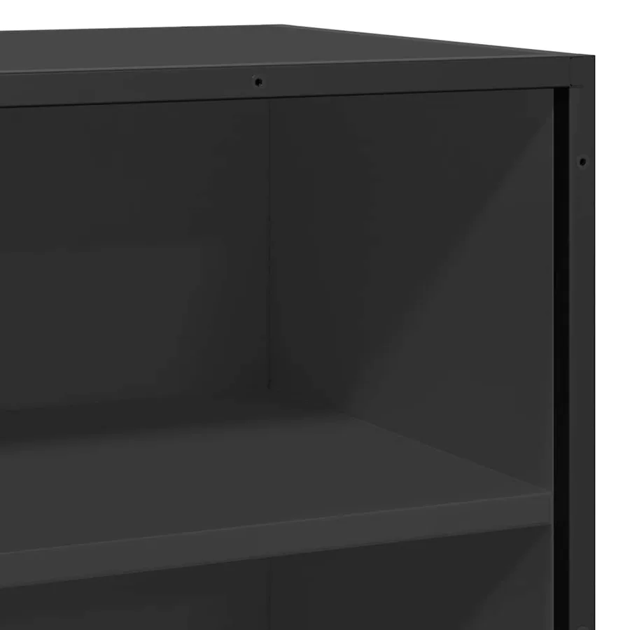 Buffet noir 68x35x76 cm bois d'ingénierie et métal - 7