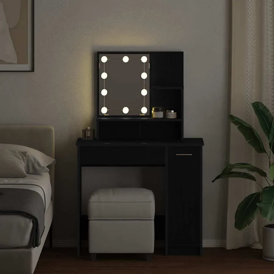 Table de Toilette avec tiroir Chêne noir 86,5 x 35 x 136 cm - 4