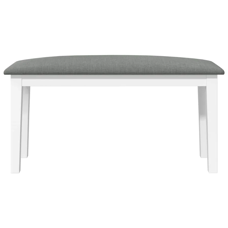 Banc 90 cm blanc bois massif caoutchouc - 4
