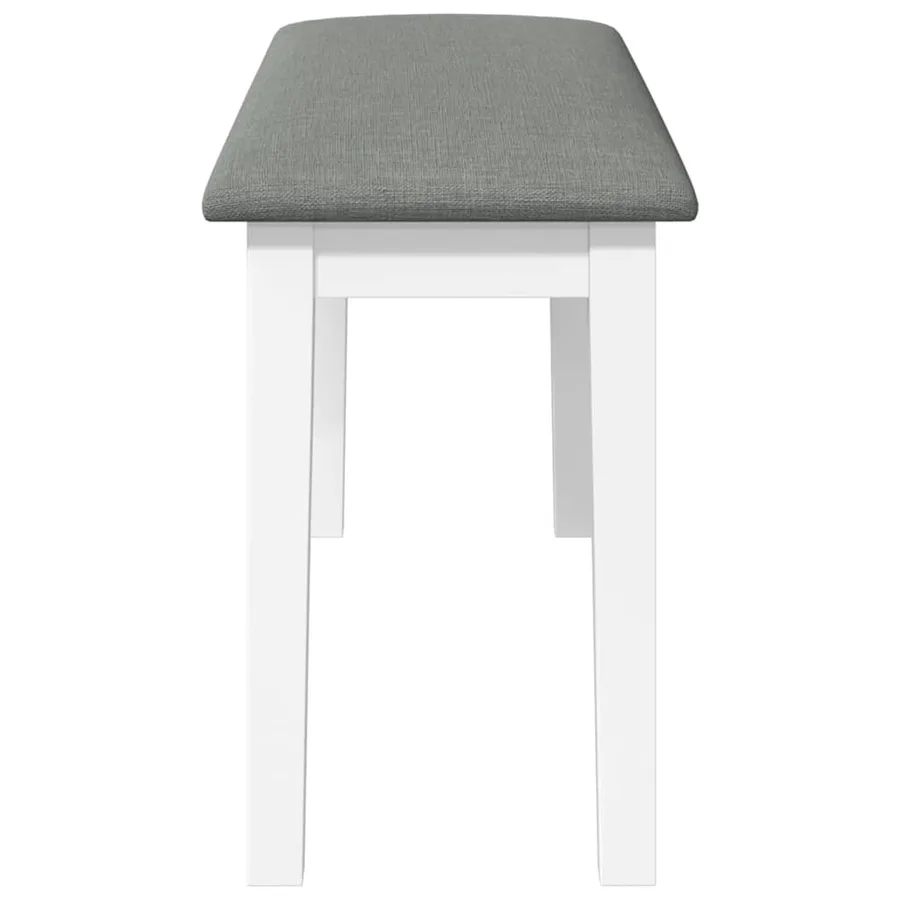 Banc 90 cm blanc bois massif caoutchouc - 5