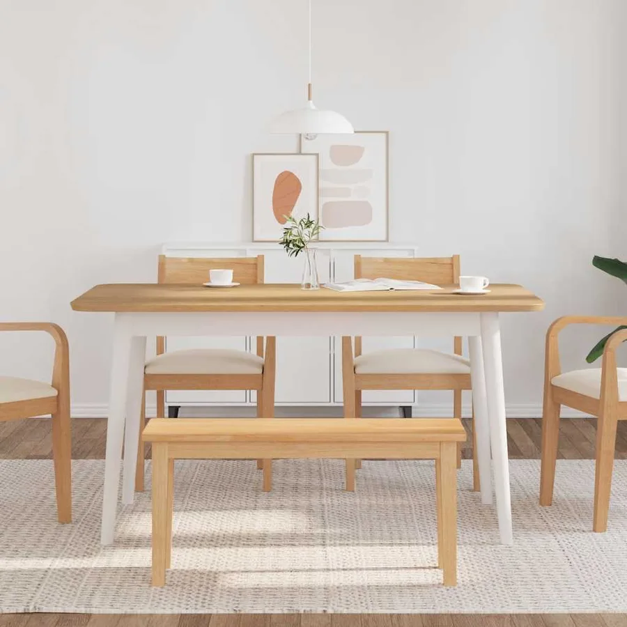 Banc 90 cm bois massif caoutchouc - 3
