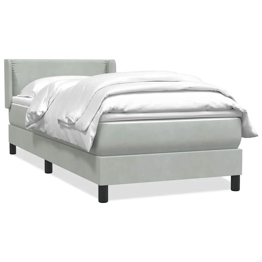 Sommier à lattes de lit et matelas gris clair 100x210cm velours - 2