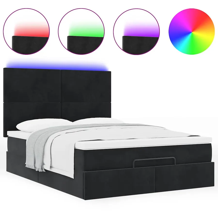 Cadre de lit ottoman avec matelas noir 140x190 cm velours - 5