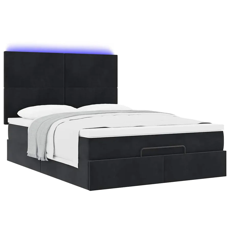 Cadre de lit ottoman avec matelas noir 140x190 cm velours - 6