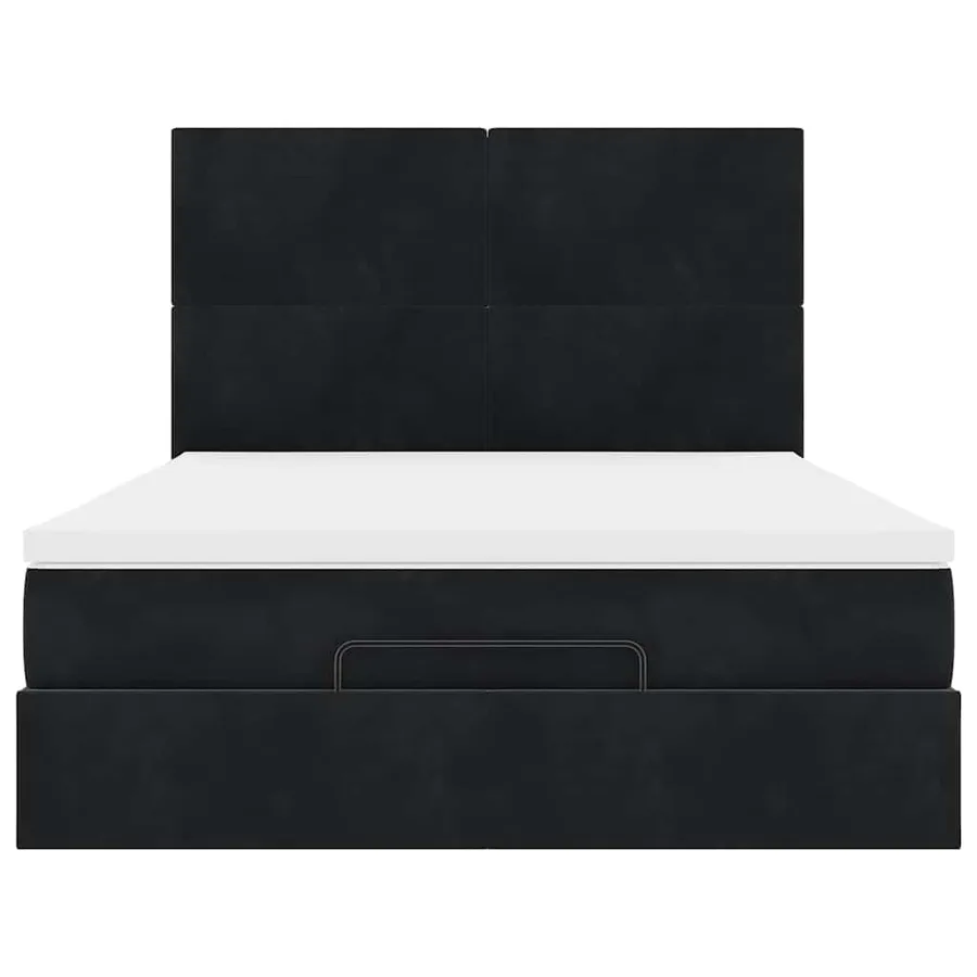 Cadre de lit ottoman avec matelas noir 140x190 cm velours - 8