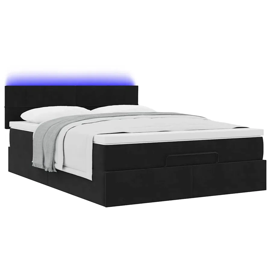 Cadre de lit ottoman avec matelas noir 140x190 cm velours - 3
