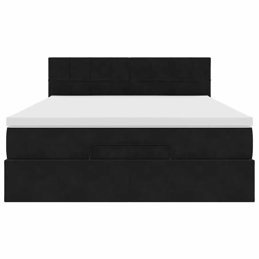 Cadre de lit ottoman avec matelas noir 140x190 cm velours - 6