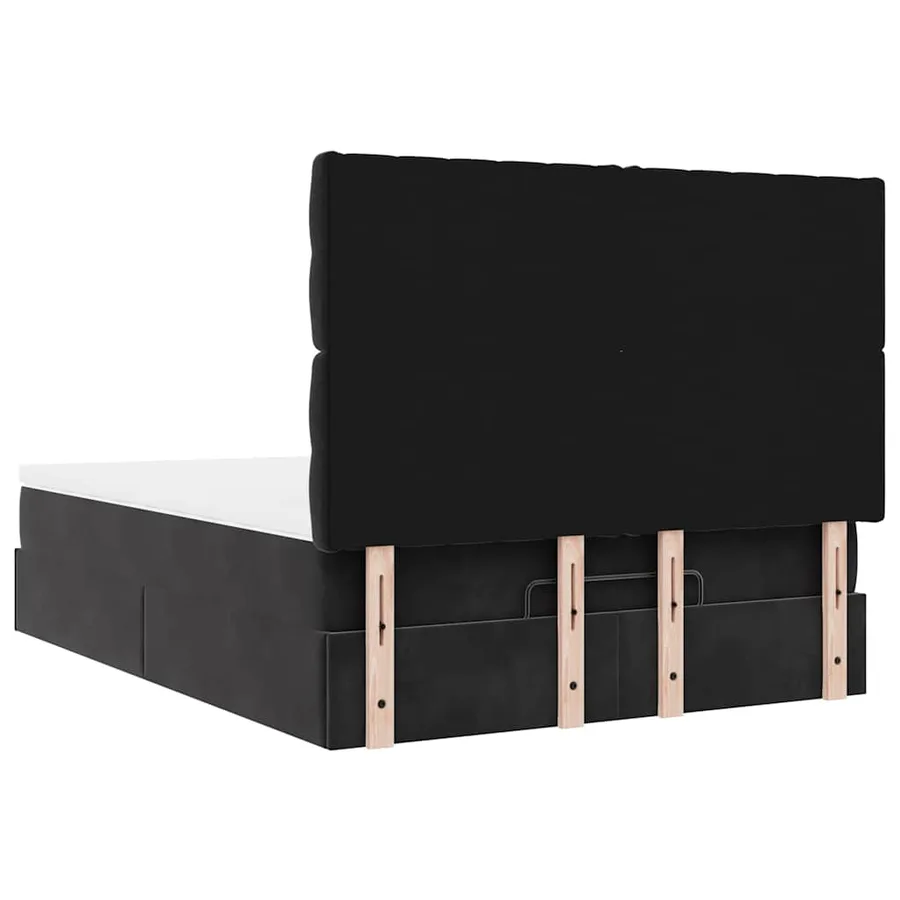Cadre de lit ottoman avec matelas noir 140x190 cm velours - 10