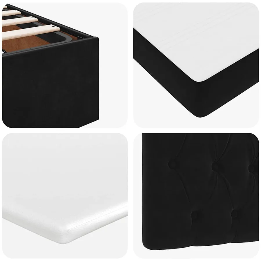 Cadre de lit ottoman avec matelas noir 140x190 cm velours - 14