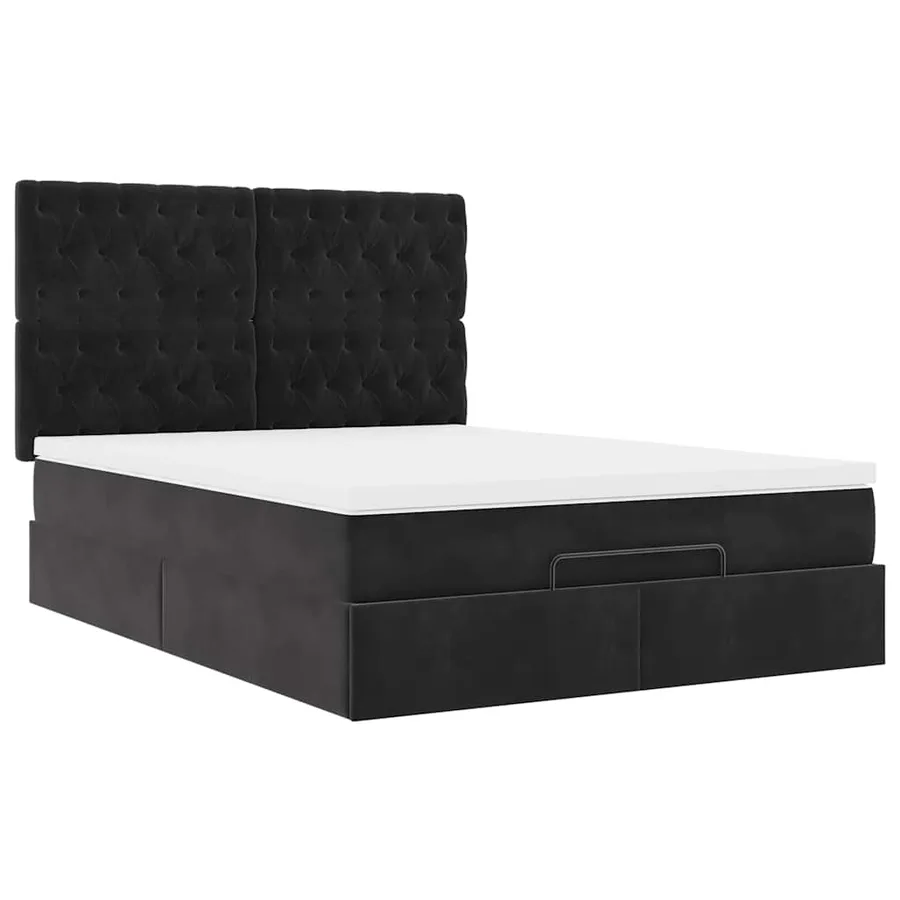 Cadre de lit ottoman avec matelas noir 140x190 cm velours - 7