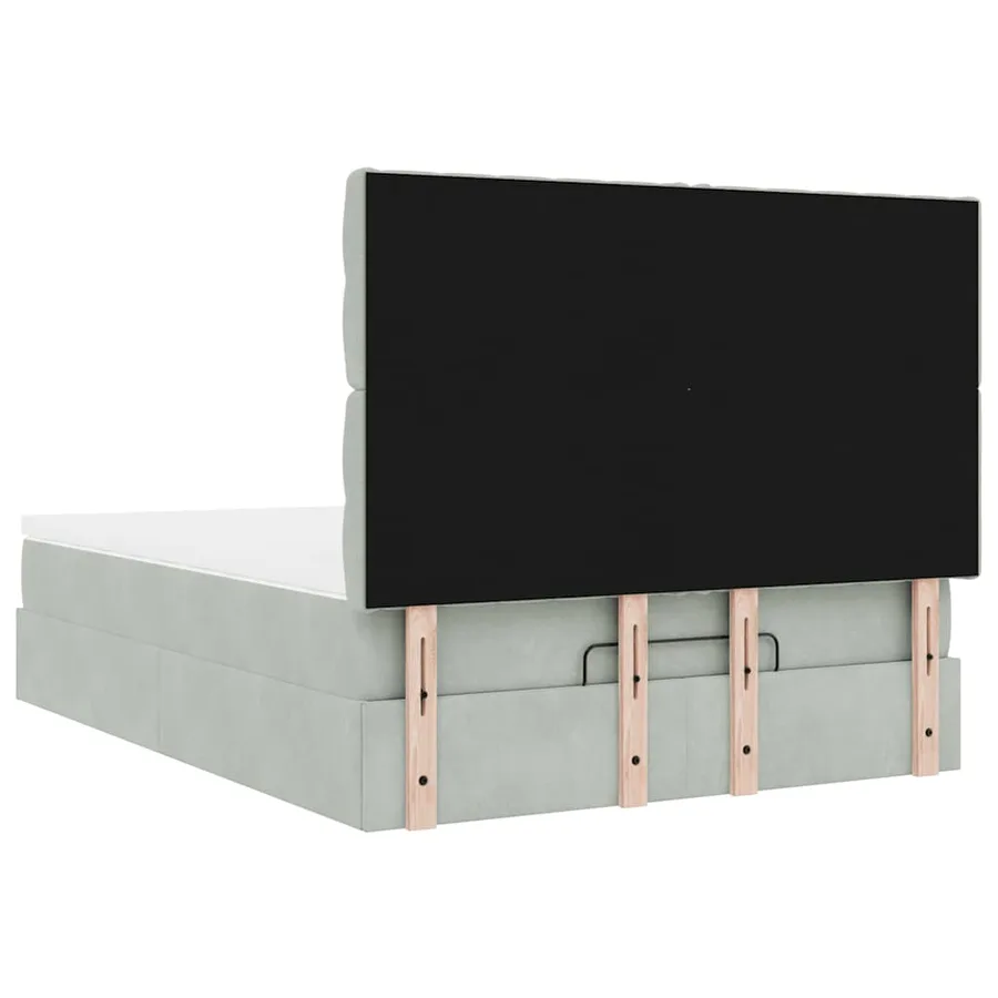 Cadre de lit ottoman et matelas gris clair 140x190 velours - 10