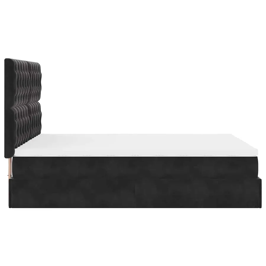 Cadre de lit ottoman avec matelas noir 140x190 cm velours - 8