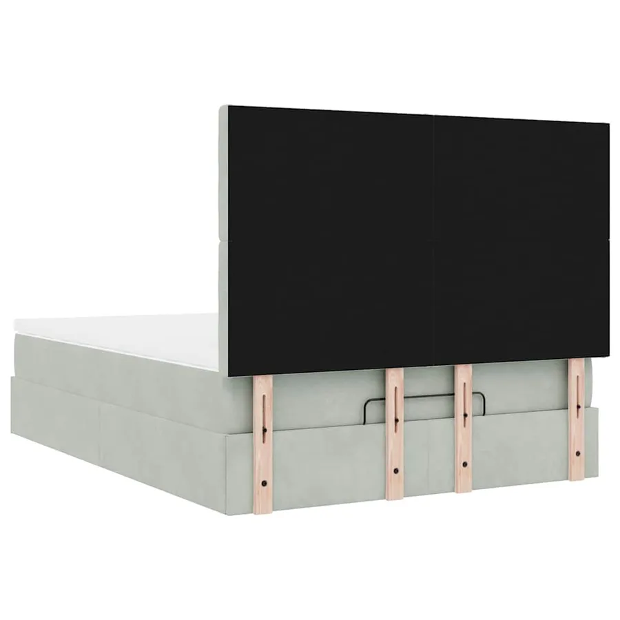 Cadre de lit ottoman et matelas gris clair 140x190 velours - 9