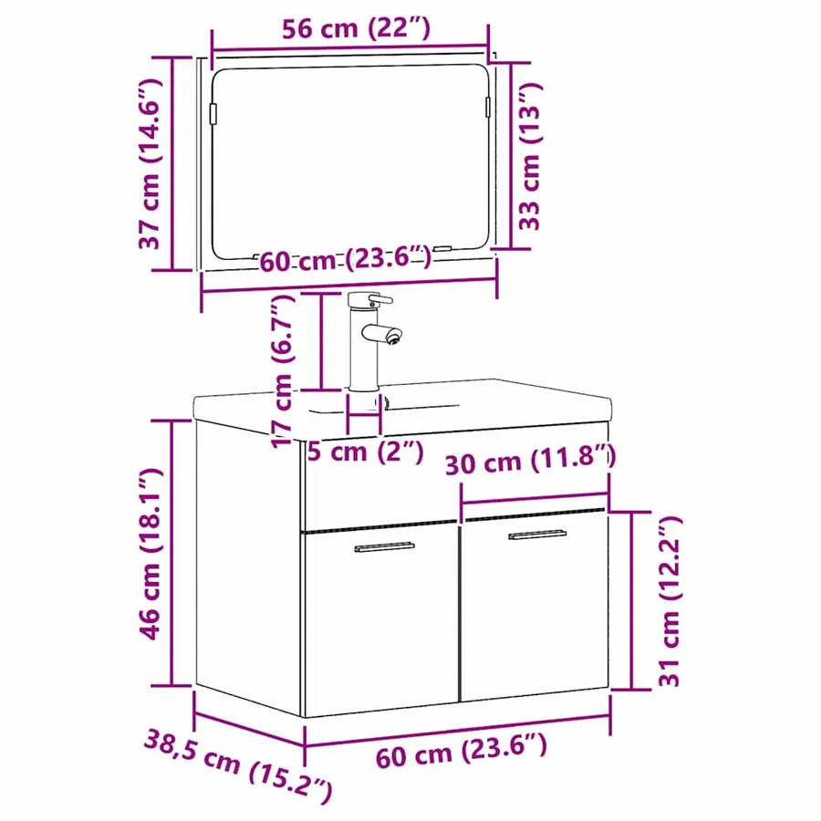 Ensemble de mobilier de salle de bain Bois d'ingénierie - 15