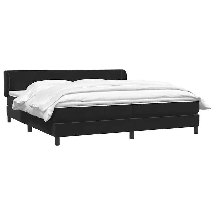 Sommier à lattes de lit avec matelas noir 180x210 cm velours - 3