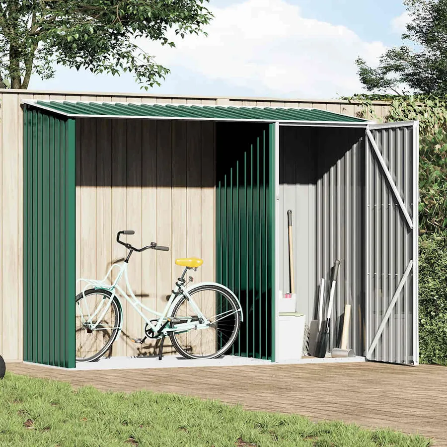 Garden firewood shed Green 245x98x159 cm Galvanised steel