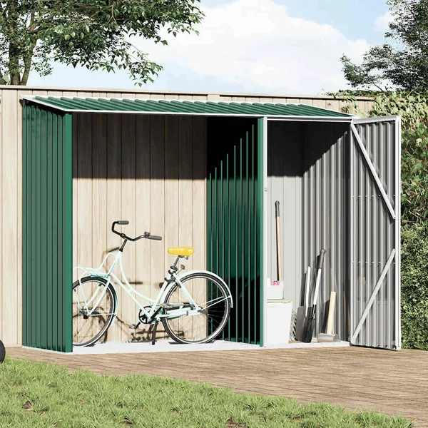 Garden firewood shed Green 245x98x159 cm Galvanised steel