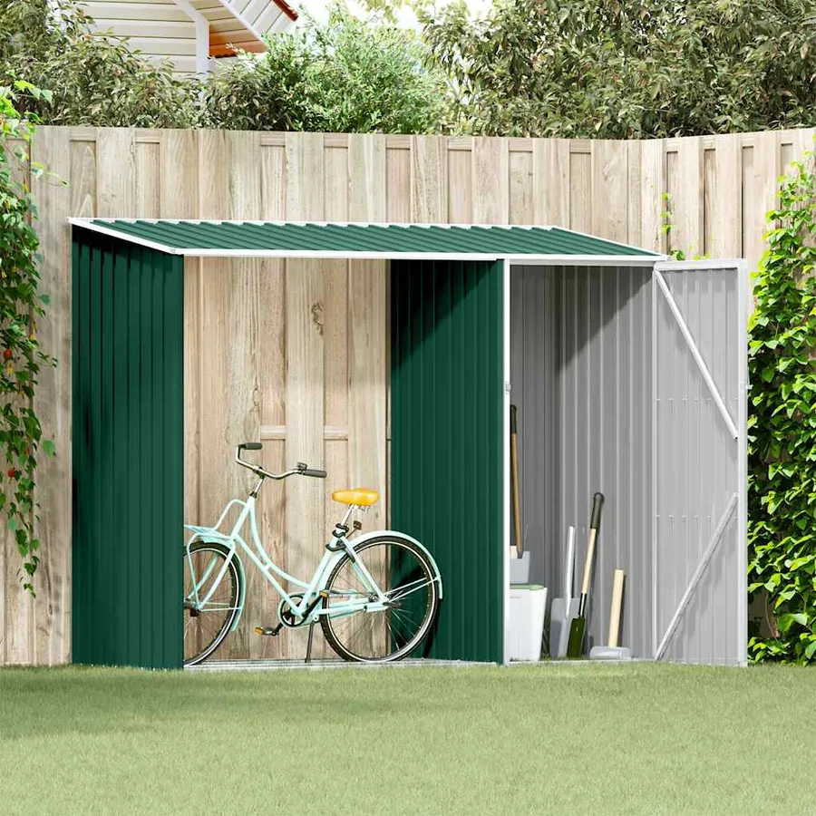 Abri à bois de jardin Vert 245x98x159 cm Acier galvanisé - 3