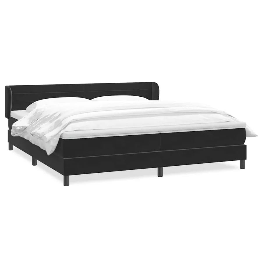 Sommier à lattes de lit avec matelas noir 180x210 cm velours - 2