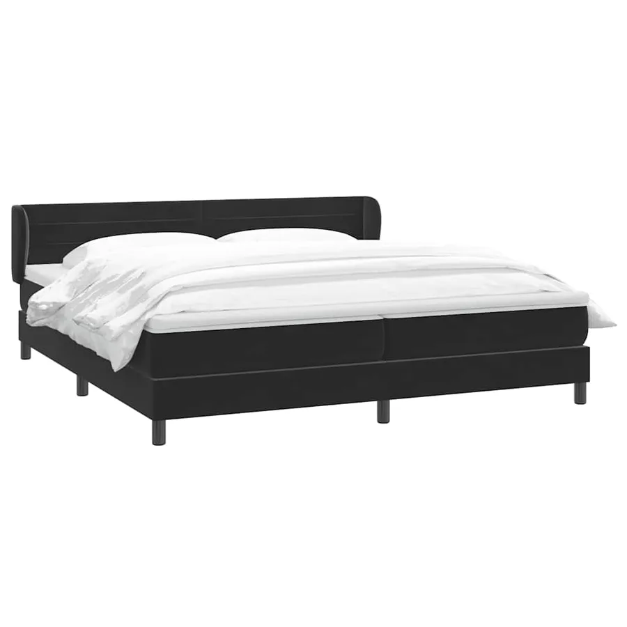 Sommier à lattes de lit avec matelas noir 180x210 cm velours - 3